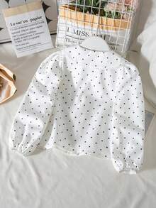 SHEIN 女童波點圖案長袖單排扣襯衫 - 彩色 - 查看 4