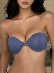 Napfluff Women's Front Closure Underwire Strapless Bra (Sold As A 1pc) - Dusty Blue - View 4