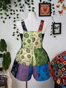 Sunspun Plus Size Women's Summer Bohemian Multi-Color Overalls - Multicolor - View 2