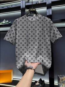 Manfinity Dauomo Men's Pentagram & Letter Print Round Neck Short Sleeve Casual Versatile T-Shirt - Multicolor - View 1