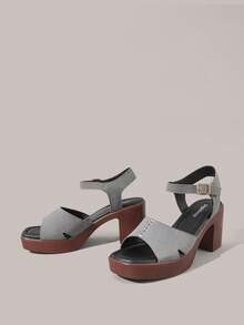 Styleloop Women's Wedge Heel Platform Sandals, Bohemian, Beach Vacation, Western Wind, Summer Wear, Travel Essentials - Grey - View 2