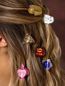 HARRY POTTER X SHEIN 6件組可愛卡通圖案壓克力髮夾，禮物，髮飾夾 - 彩色 - 查看 9