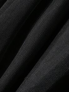 FRIFUL Women's Summer Solid Color Contrast Mesh Pleated Drawstring Tie Bow Loose Casual Versatile Blouse - Black - View 2