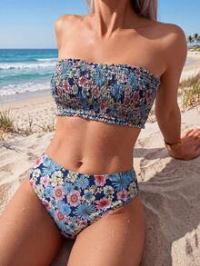 SHEIN Swim 女士碎花比基尼套装，休闲度假 - 彩色 - 查看 1