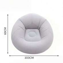 Flocked Inflatable Lazy Sofa Single Foldable Portable Chair Indoor Outdoor Use - Multicolor - View 8