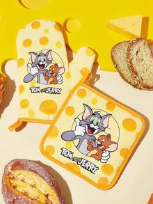 TOM & JERRY X SHEIN 1/2 PC Cute Cartoon Print Kitchen Insulation Set, Oven Gloves/Insulation Mat, A Must For Kitchen Baking, Effectively Isolating Heat Sources, Single/Combination - View 1
