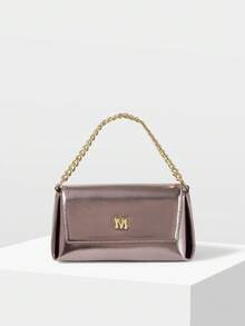 MOTF PREMIUM 女款時尚古銅色斜肩包，精緻鏈條，經典翻蓋式便攜小方包，適合日常、通勤、購物、約會 - 銅色 - 查看 3