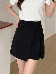 DAZY Women's Solid Color Casual Versatile Daily Skorts - Black - View 3