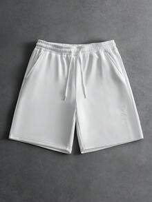 PAVTROS Men's Plus Size Embroidered Casual Versatile Drawstring Waist Pocket Shorts - White - View 8