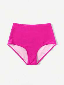 Swim Basics 女款夏季海灘素色休閒比基尼泳褲下身 - 玫紅色 - 查看 4