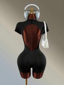 Amplova Herren Sexy Mode Rundhals Kurzarm Sport-Romper - Schwarz - Übersicht 8