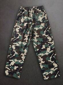 Manfinity EMRG Men's Drawstring Waist Camouflage Casual Versatile Daily Travel Cargo Long Pants - Green - View 2