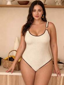 Swim Chiccia 2026 New Women's Summer Fashion One-Piece Swimsuit, Round Neck, Metal Hardware, Special Fabric, Slimming And Body-Flattering, Beach Vacation Sports Swimwear - Apricot - View 3