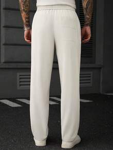 SLATEMANN Men's Drawstring Waist Pocket Loose Business Casual Pants - Beige - View 2