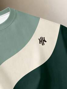 Manfinity Joysei Camiseta casual de verano para hombre con bloques de color y patchwork - Verde - Ver 3