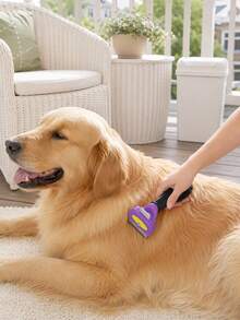 PETSIN 1Pc Pet Grooming Deshedding Brush For Dogs & Cats, One-Click Release Undercoat Shedding Comb, Professional Grooming Tool For Short & Long Hair, Effective Fur Remover Brush For Small Large Pets, Ergonomic Handle Pet Hair Removal Tool - View 4