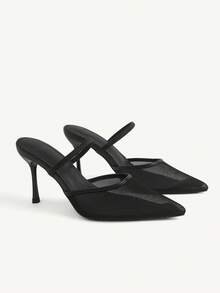 CUCCOO CHICEST Women's Spring/Summer New White Pointed Toe Mesh Fashion All-Match Minimalist Versatile Date Sexy Style Stiletto High Heel Sandals - Black - View 1