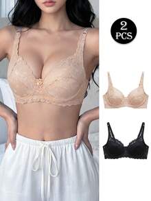 Napfluff 2 cái/bộ Ren Vòng thép Bras Đồ lót - Nhiều màu - Xem 1