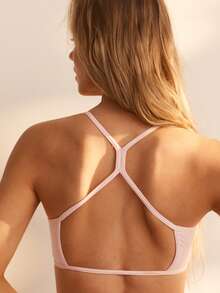 Aralina Aktiver Farbblock Spaghettiträger Sport-BH Yoga Pilates Crop Top Fitness Training Sommer Herbst Weltcup Watch Party - Verschiedenfarbig - Übersicht 2