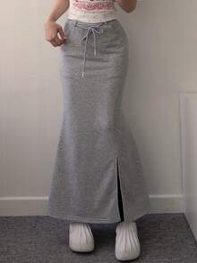 DAZY Women's Casual Pleated Korean Style Skirt Fall - Grey - View 1