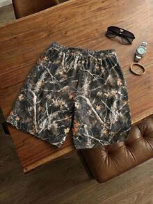 TOKVUE Men's Street Casual Academy-Style Printed Camouflage Leaf Shorts - Multicolor - View 2