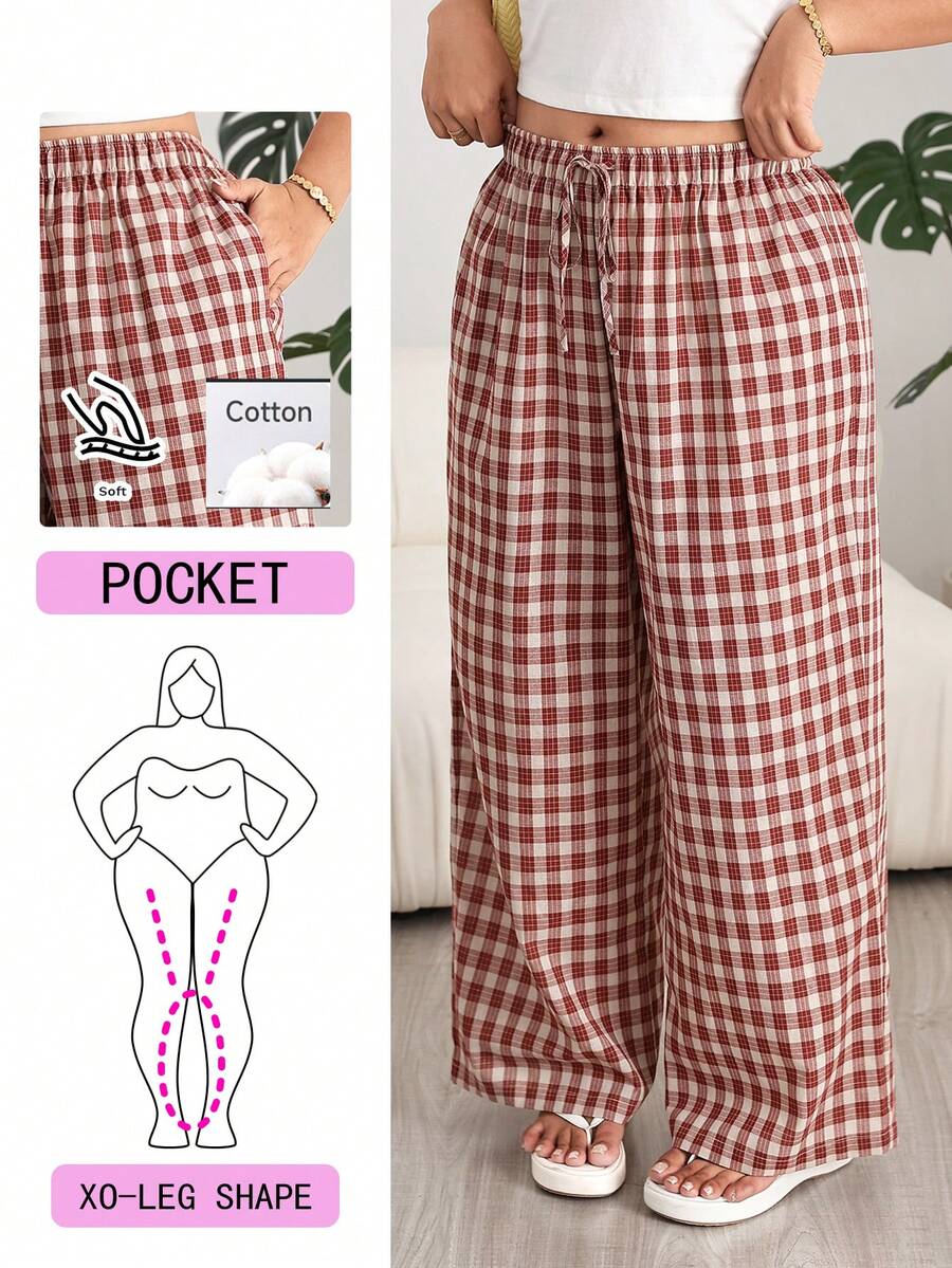 Solflare Plaid Casual Plus Size Women's Pants - Multicolor - View 1