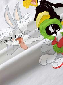 LOONEY TUNES X SHEIN 青少年男童圆领短袖时尚百搭T恤 - 白色 - 查看 5