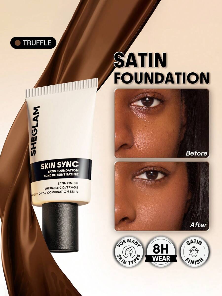 SHEGLAM Skin Sync Satin Foundation-Truffle - Truffle - View 1