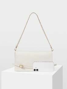 MOTF TAS CLUTCH WANITA WARNA BEIGE, TALI YANG INDAH, TAS BAGUETTE KOMUTER YANG STYLISH DAN SEDERHANA, COCOK UNTUK KEGIATAN SEHARI-HARI, PERJALANAN, BELANJA, DAN KENCAN - Krem - View 5