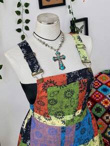 Sunspun Plus Size Women's Summer Bohemian Multi-Color Overalls - Multicolor - View 5