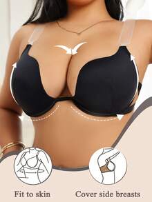 DesireSculpt Plus Size Women's Solid Color Comfortable Daily Wear Bra, Lift - Black - View 3
