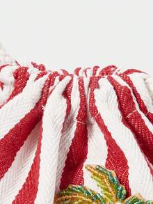 SHECARRY Mochila con cordón de cuentas de árbol de coco a rayas rojas y blancas, bolsillo con cierre de viento para vacaciones de verano en la playa, mochila casual y ligera - Multicolor - Ver 7