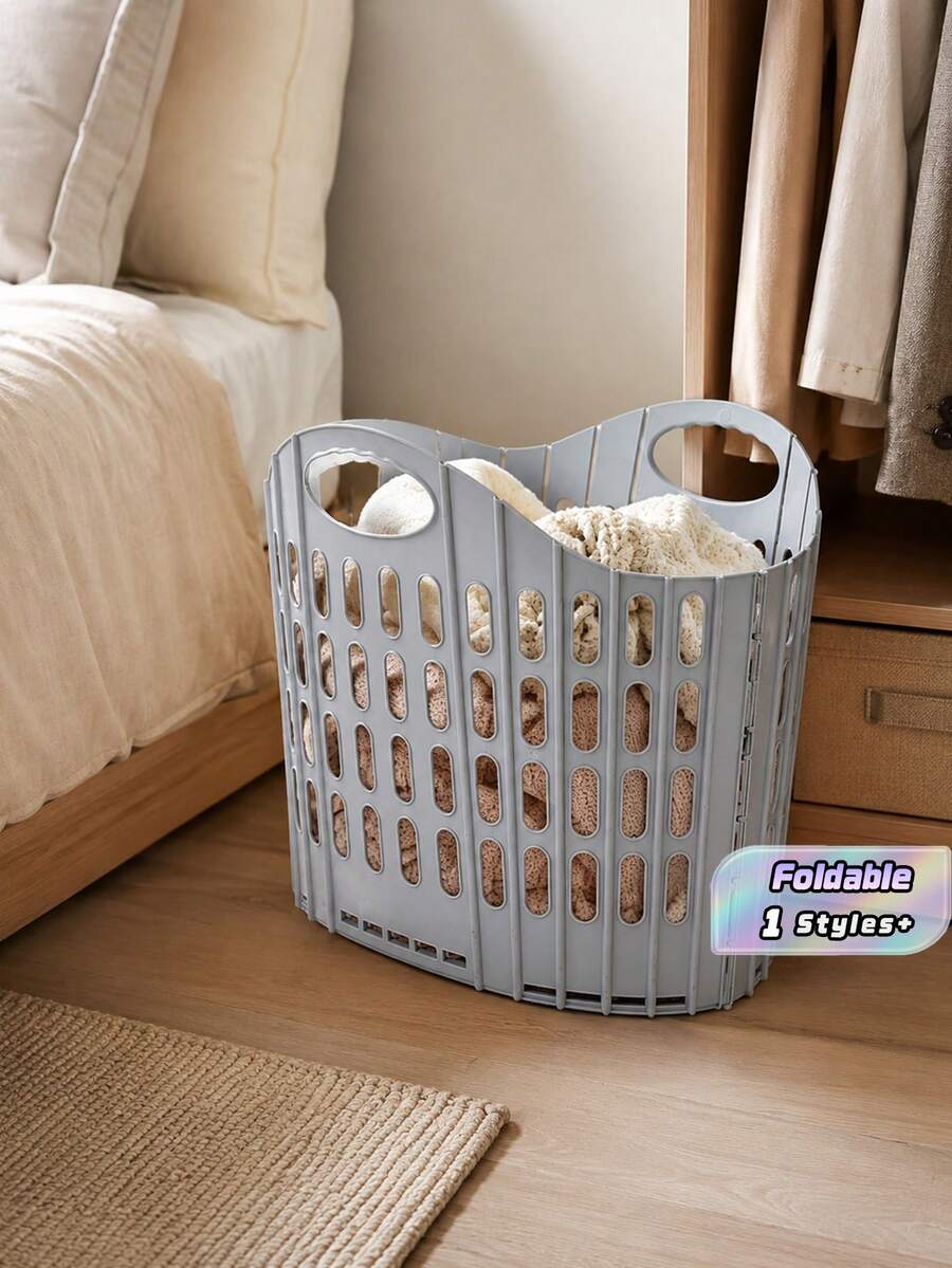 1pc Multi-Functional Foldable Laundry Basket, Wall Mountable & Hanging Dirty Clothes Hamper, Collapsible Fabric Storage Bin For Bathroom Bedroom - Multicolor - View 1