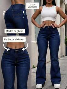 High Quality Women's Flared Pants, Ideal For Daily Use, Made In Mexico - Navy Blue - View 1