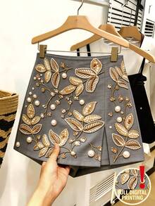 SHEIN 女款花卉印花休閒百搭日常裙褲 - 彩色 - 查看 5