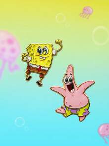 SpongeBob SquarePants | SHEIN Un juego de nuevos broches creativos de animales marinos de dibujos animados, diseño conjunto de IP, lindo y personalizado, simple y generoso, también se puede usar como accesorio, adecuado para varias fiestas, conciertos, festivales, regalos exquisitos - Multicolor - Ver 2