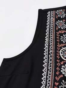 SHEIN Women's Summer Casual Boho Floral Print Tank Top Vacation Black Floral - Black - View 8