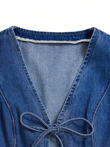 GlowEve CURVE Plus Size Women's Casual Kawaii Non-Stretch Denim Jacket Back-To-School Dusty Blue Summer - Medium Wash - View 3