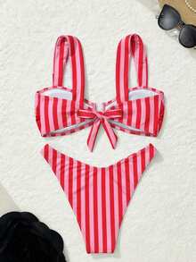 Bonvoyette Conjunto de bikini de moda con diseño de estampado de lunares para niñas, un éxito de en verano - Multicolor - Ver 6