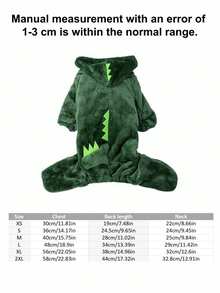 1pc Dinosaur Pattern Vest, Cute Dinosaur Design Warm Sweatshirt For Spring & Autumn, Rabbit Pet Accessories, DOG Pet Supplies, Cat - Multicolor - View 3