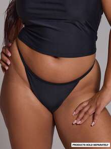 MUSERA Celana Bikini Model High Leg Ukuran Plus, Hanya untuk Pakaian Renang, Pakaian Sehari-hari Kasual Musim Semi Musim Panas, Perlengkapan Liburan, Resor - Hitam - View 2