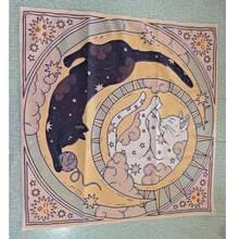 1pc Sun And Moon Altar Cloth Witchy Mystical Cat Altar Tablecloth Tarot Card Spread Reading Cloth Botanical Moon Floral Flower Table Mat Decor,Tarot,Cat,Arcane - Multicolor - View 19