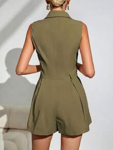 Firerie Mono de pierna ancha con volantes color caqui para mujer - Verde militar - Ver 3
