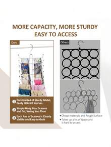 1 Pack Rotating Scarf Hanger Organizer, Heavy-Duty Swivel Headband & Scarf Rack With 10/20 Hooks, Space-Saving Closet Storage Solution For Women & Girls - one size fits all - View 7