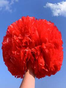 2pcs Extra Large Matte Density Pom Poms, Double-Headed Handle Cheerleading Pom Pom Balls,Outdoor Square Large-Scale Performance Dance Accessories, Suitable For Professional Competition Cheerleading Double-Headed Pom Poms - Multicolor - View 5