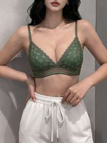 Napfluff 3 件套女士纯色蕾丝文胸内衣套装 - 彩色 - 查看 4