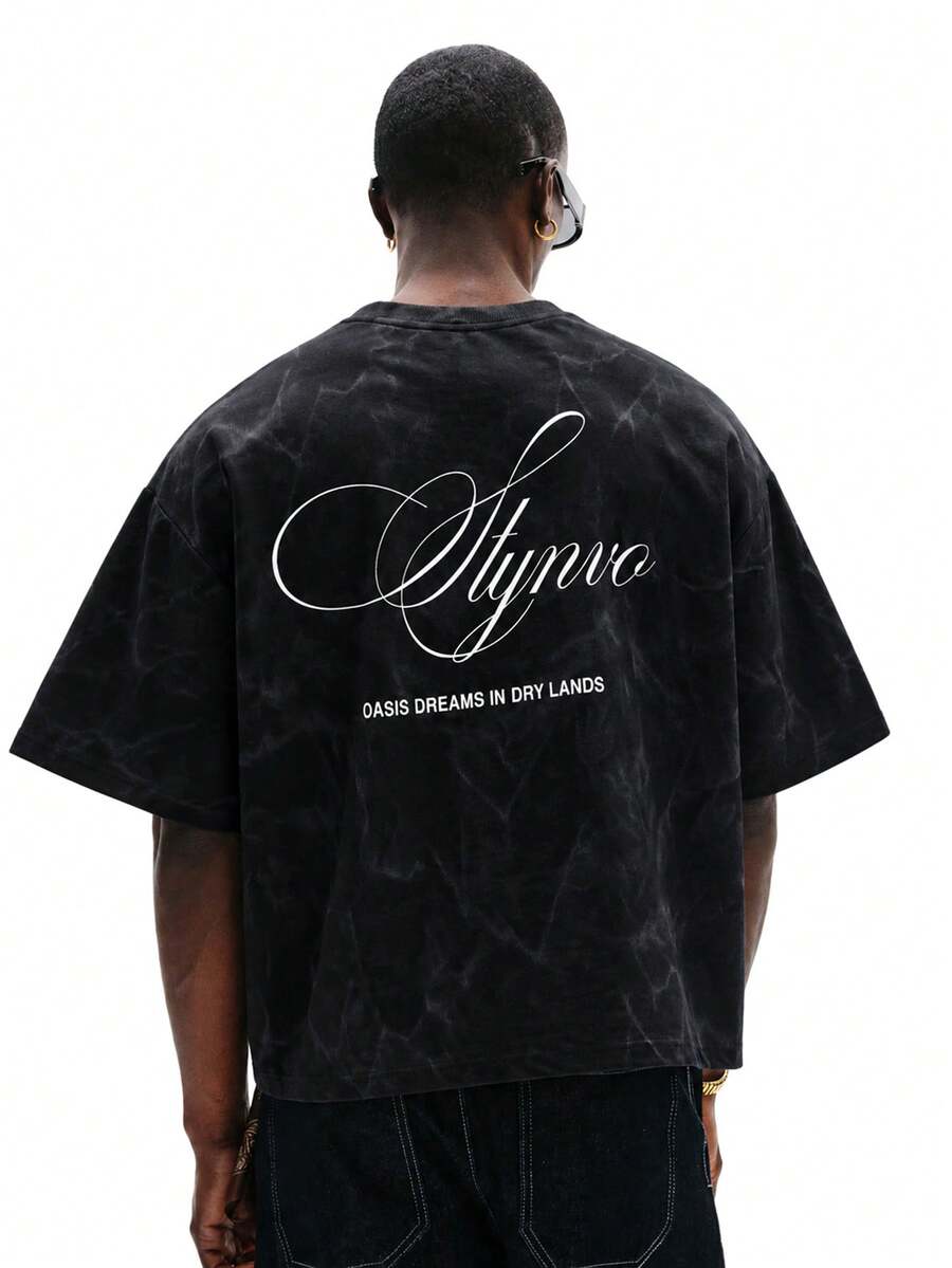 STYNVO Kaos Lengan Pendek Kasual Musim Panas Pria, Motif Cetak, Liburan - Hitam - View 1
