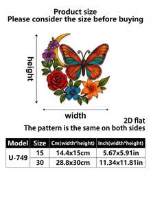 1Pc Moon Phase Butterfly Metal Wall Art, Boho Decor For Indoor, Outdoor, Home & Garden, Easy To Install, Ideal Holiday Gift - Moon Phase Butterfly - View 8