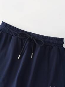 GlowEve Women's Knight Print Top And Drawstring Waist Shorts Casual Daily 2 Pieces Set - Navy Blue - View 6