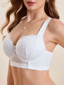 Hourtrue Pfirsich Mädchen Weiße Sexy Spitzen Dessous, Damen Büstenheber BH, Bequemer nicht durchhängender BH, Urlaubsgeschenk - Weiss - Übersicht 7